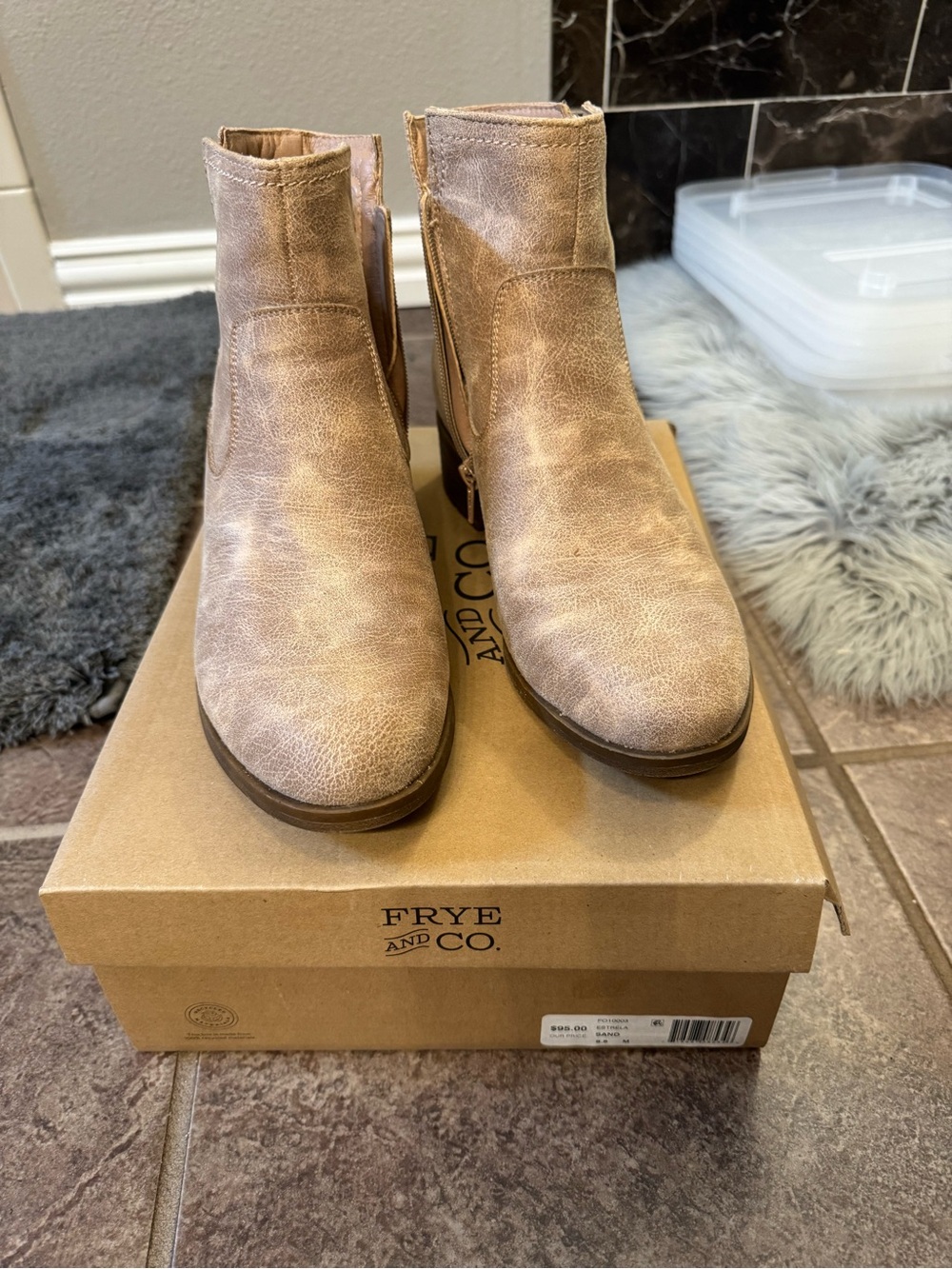 Frye Distressed Light Brown Leather Ankle Booties